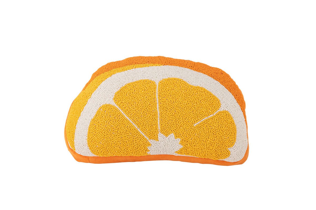 Zierkissen Amalfi – Orangenscheiben-Design mit Glasperlen