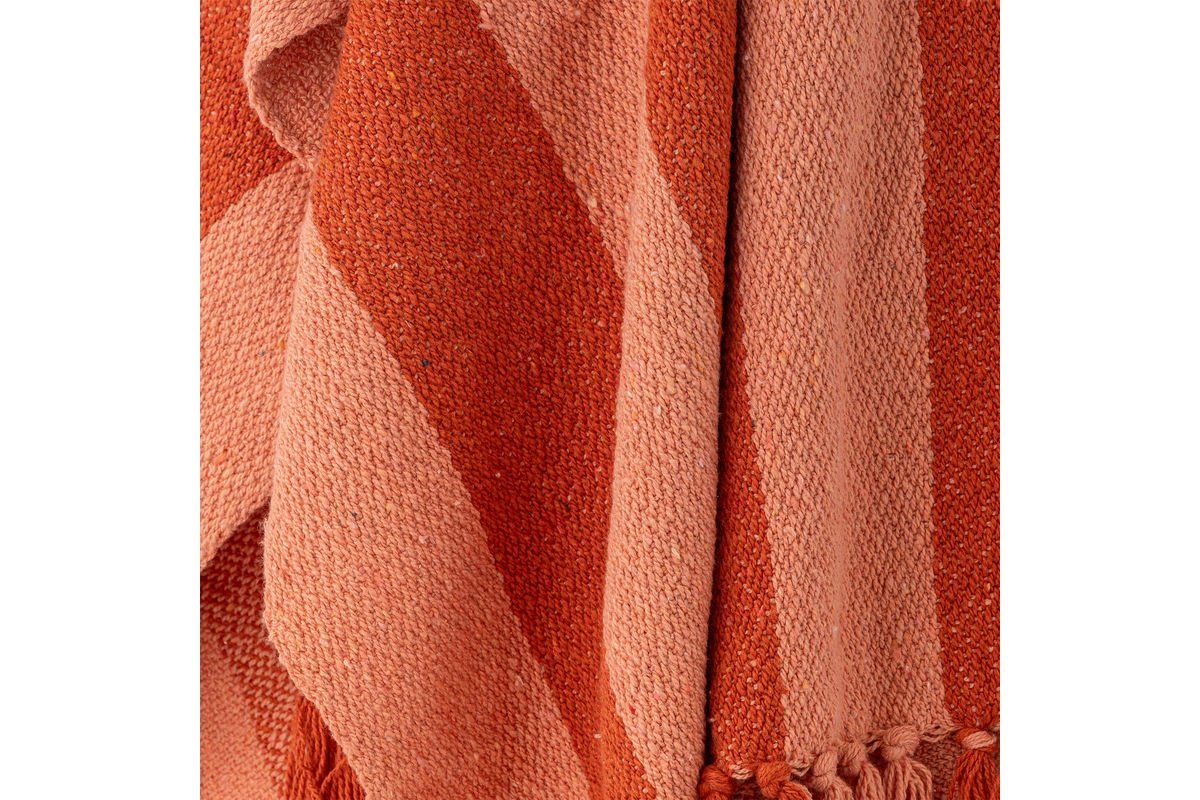 Überwurfdecke Niam - Orange, aus recycelter Baumwolle