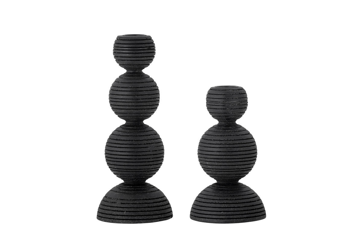 Kerzenhalter-Set Sore – Schwarz lackiertes Kiefernholz (2er-Set)