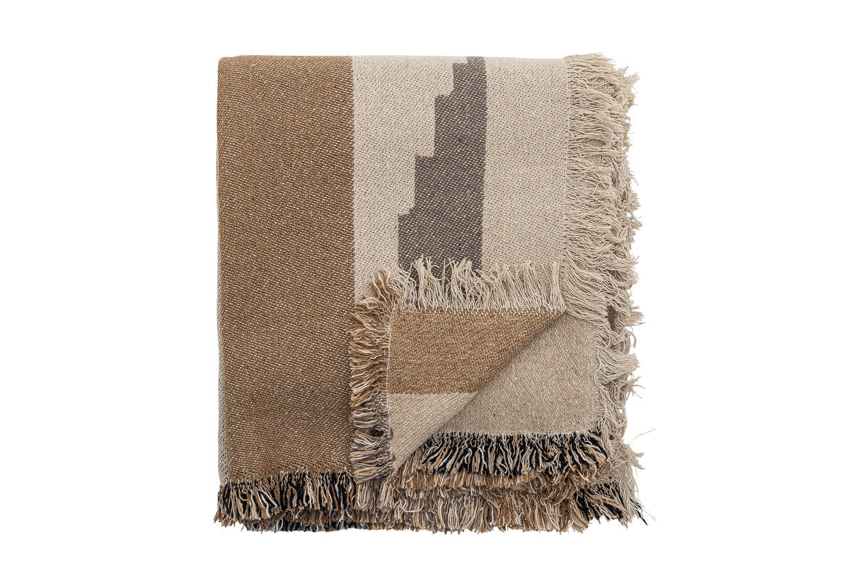 Überwurfdecke Mijal  - Braun, aus recycelter Baumwolle