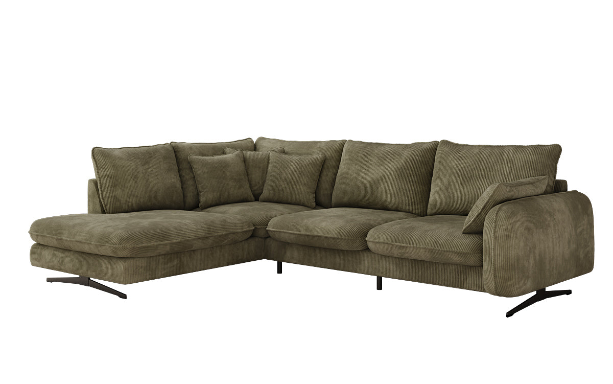 Designer Ecksofa Laguna mit Metallfüße in Cord