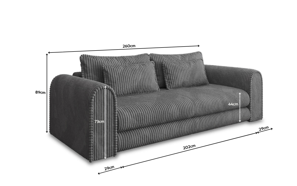 Designer Sofa Lil Buddy 3 Sitzer mit Schlaffunktion und Stauraum in Breitcord