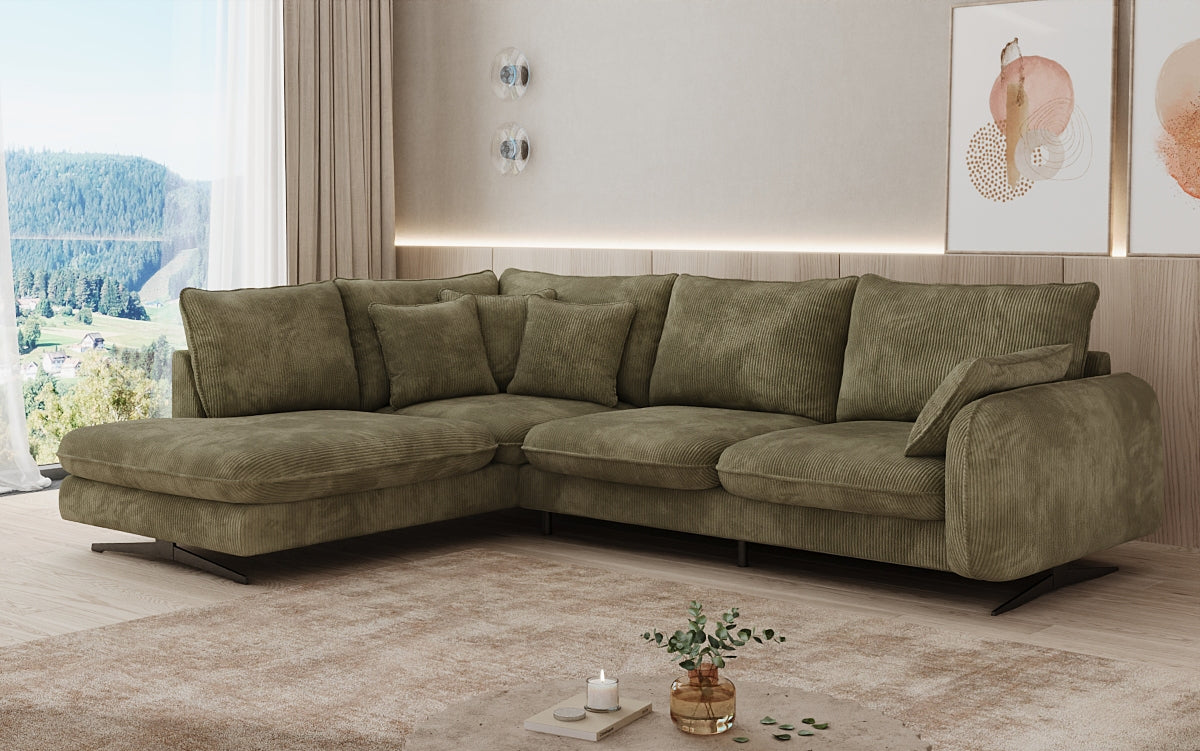 Designer Ecksofa Laguna mit Metallfüße in Cord