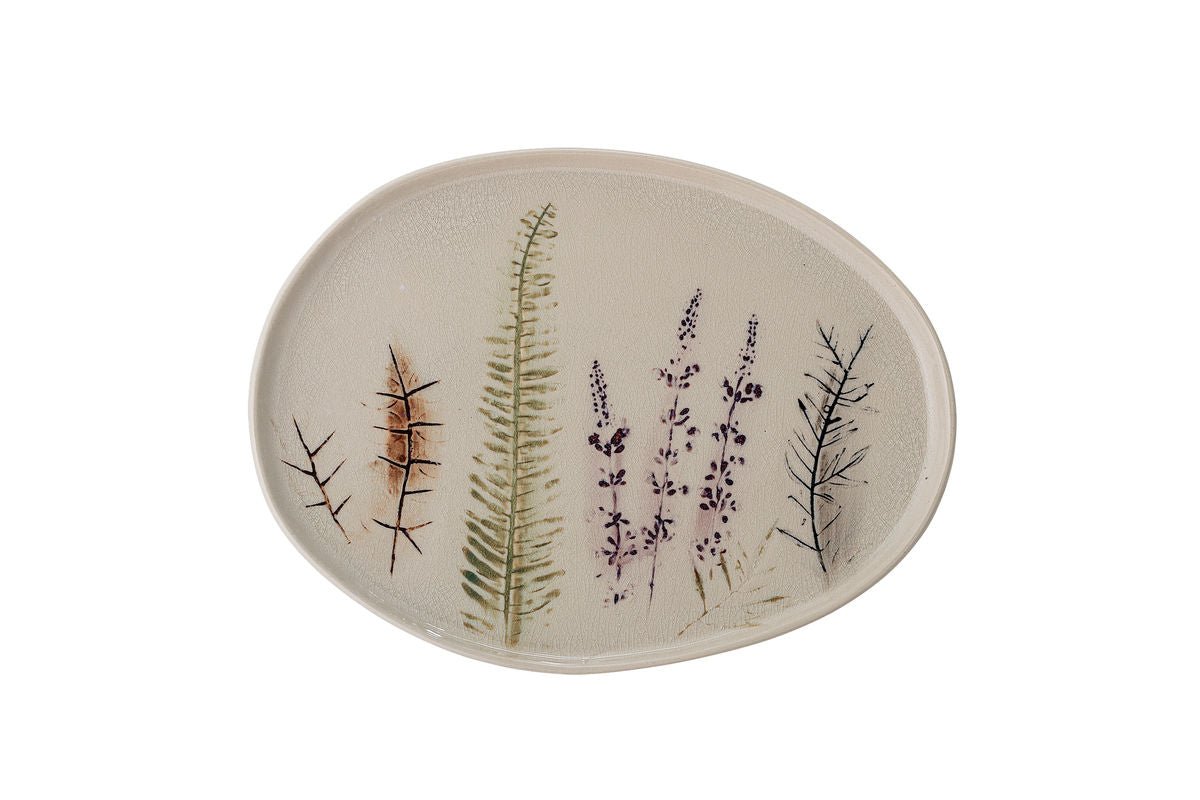 Servierplatte Céloria  - aus Steingut gefertigt - Blumenmotiv
