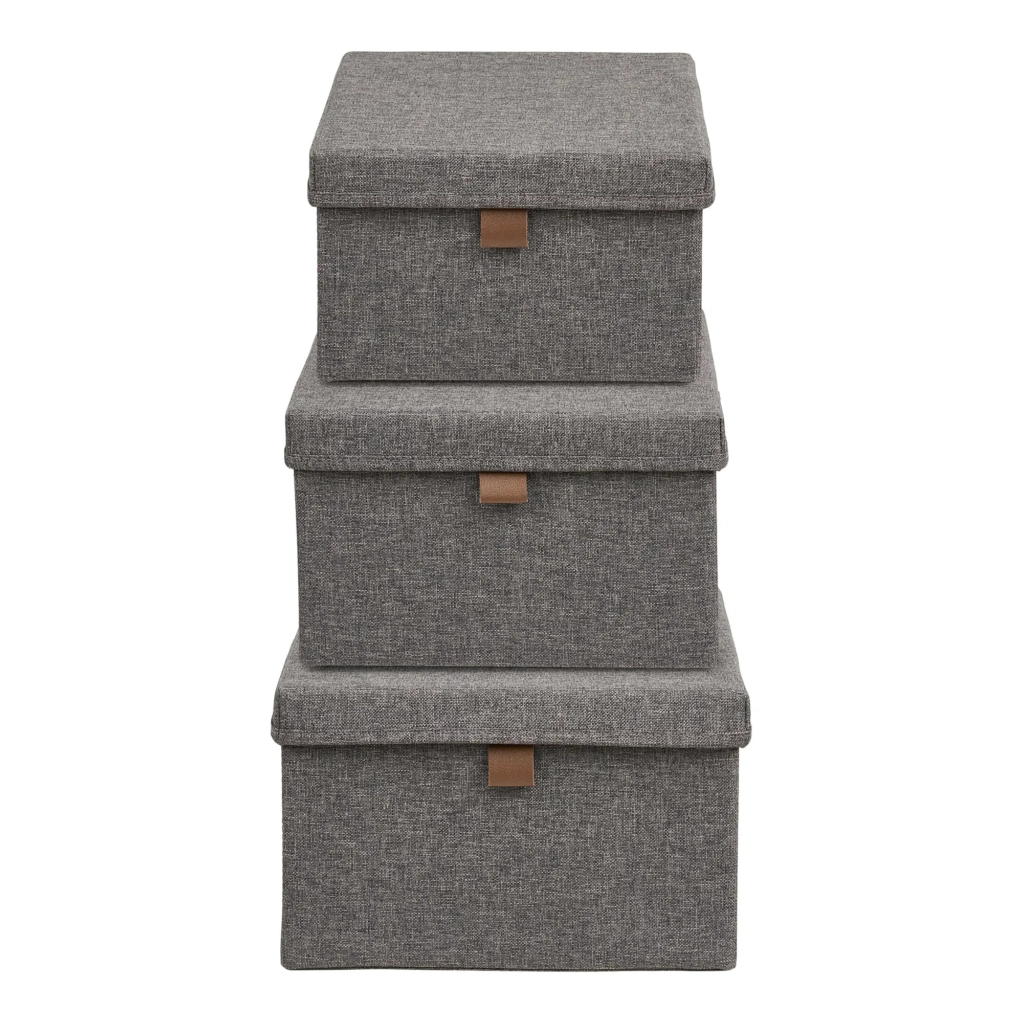 Aufbewahrungsbox Velmoria - in grau mit Deckel (3er Set)