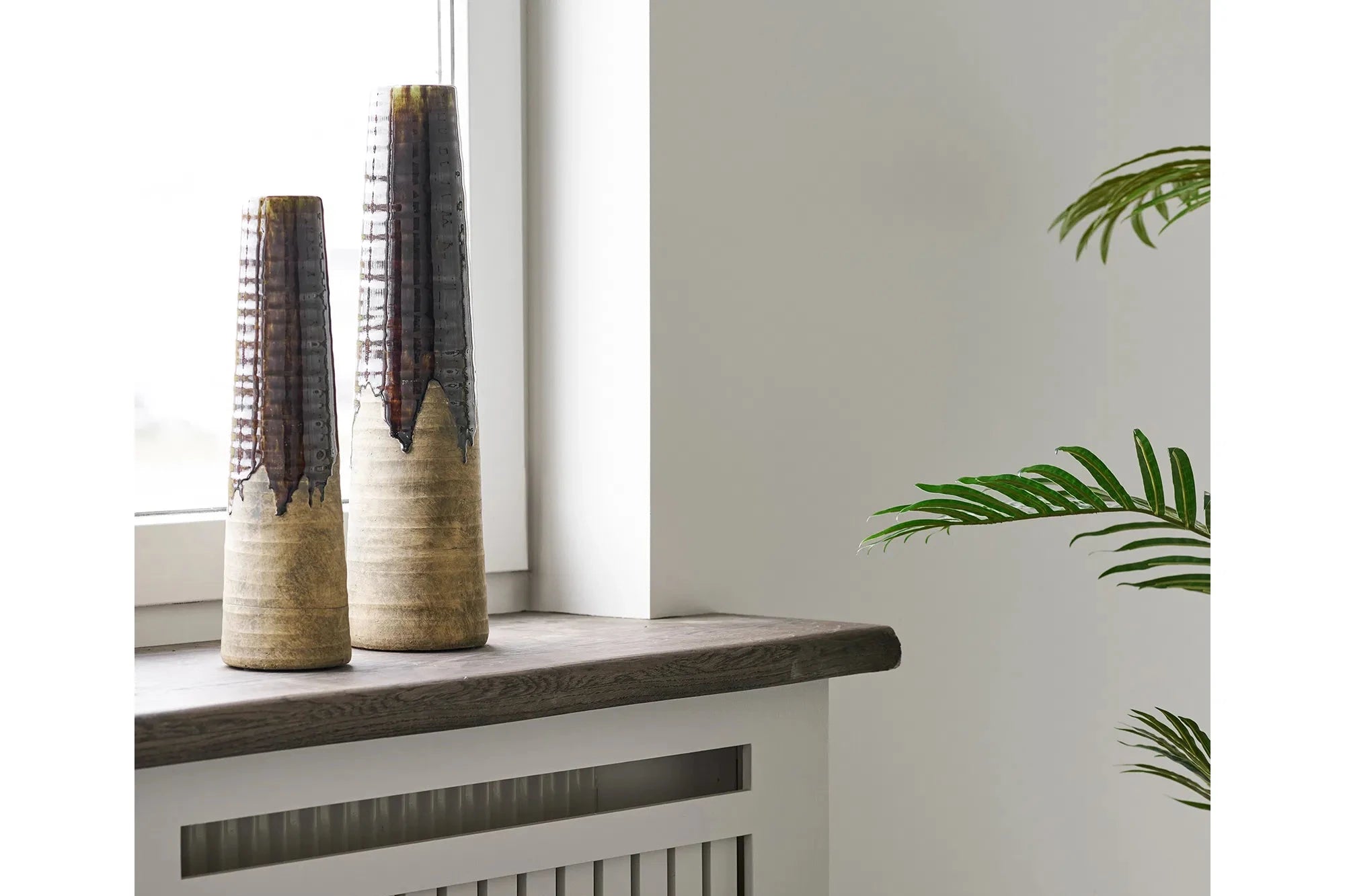 Vase Jorvane - edle Keramikvase in braun - groß