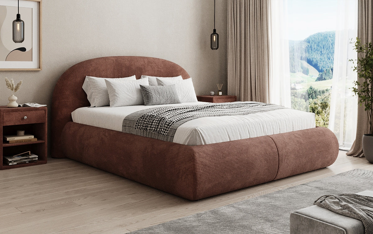 Designer Polsterbett Loop in Cord mit Stauraum