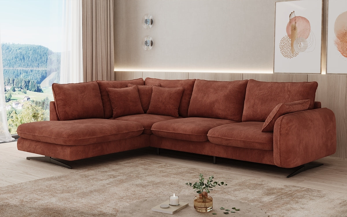 Designer Ecksofa Laguna mit Metallfüße in Cord