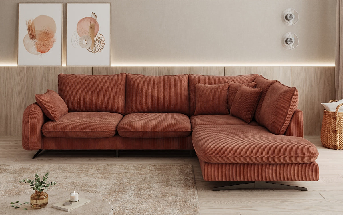 Designer Ecksofa Laguna mit Metallfüße in Cord