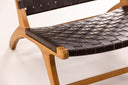 Designer Lounge Sessel Tevari – Geflecht aus Teak & Lederoptik Braun