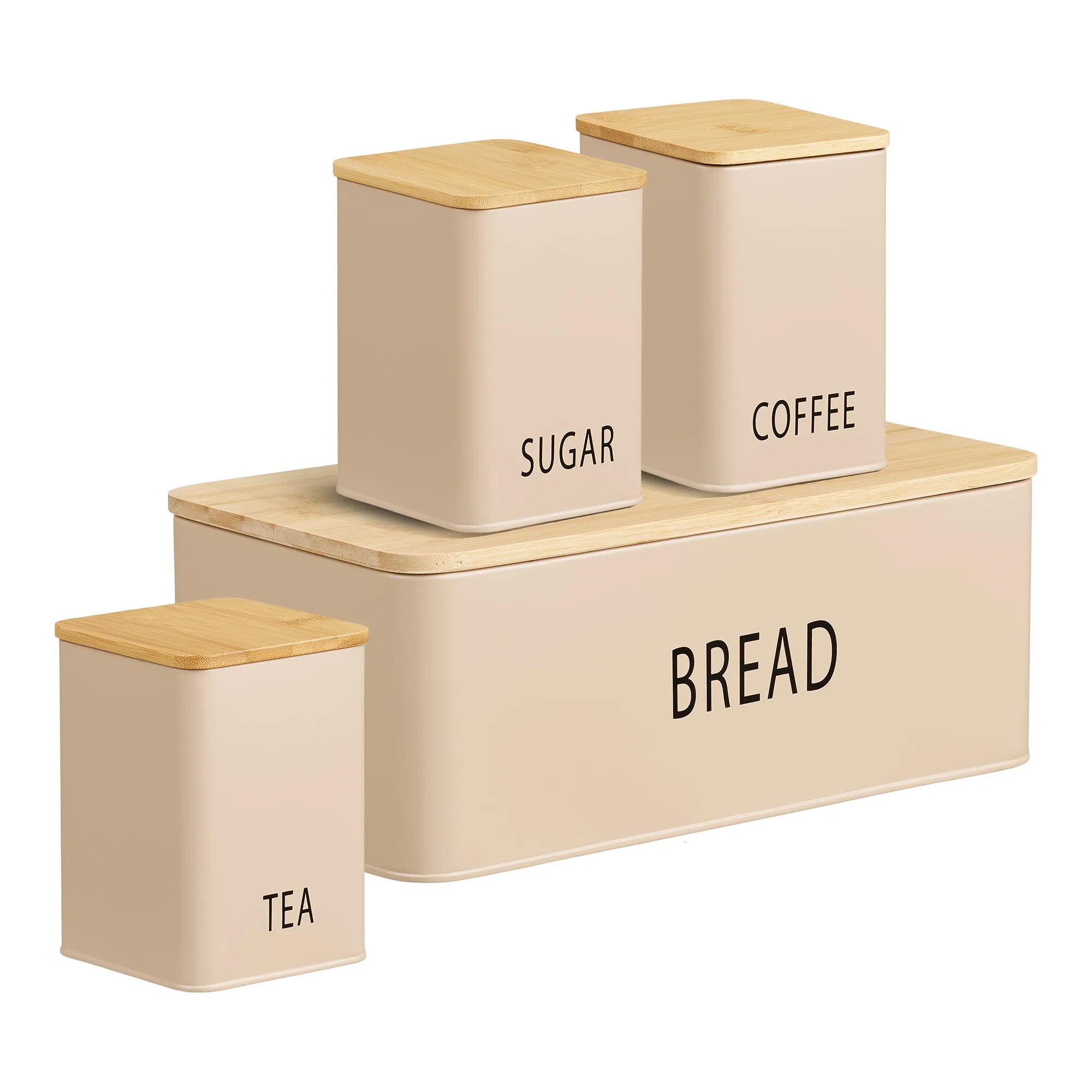 Brotbox Jorvella - aus Metall mit Bambusdeckel (4er Set)
