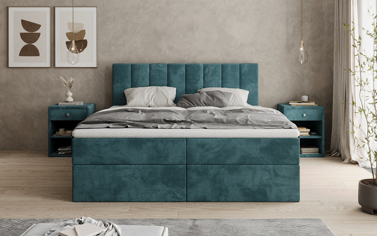 Boxspringbett Sofia in Cord mit Stauraum