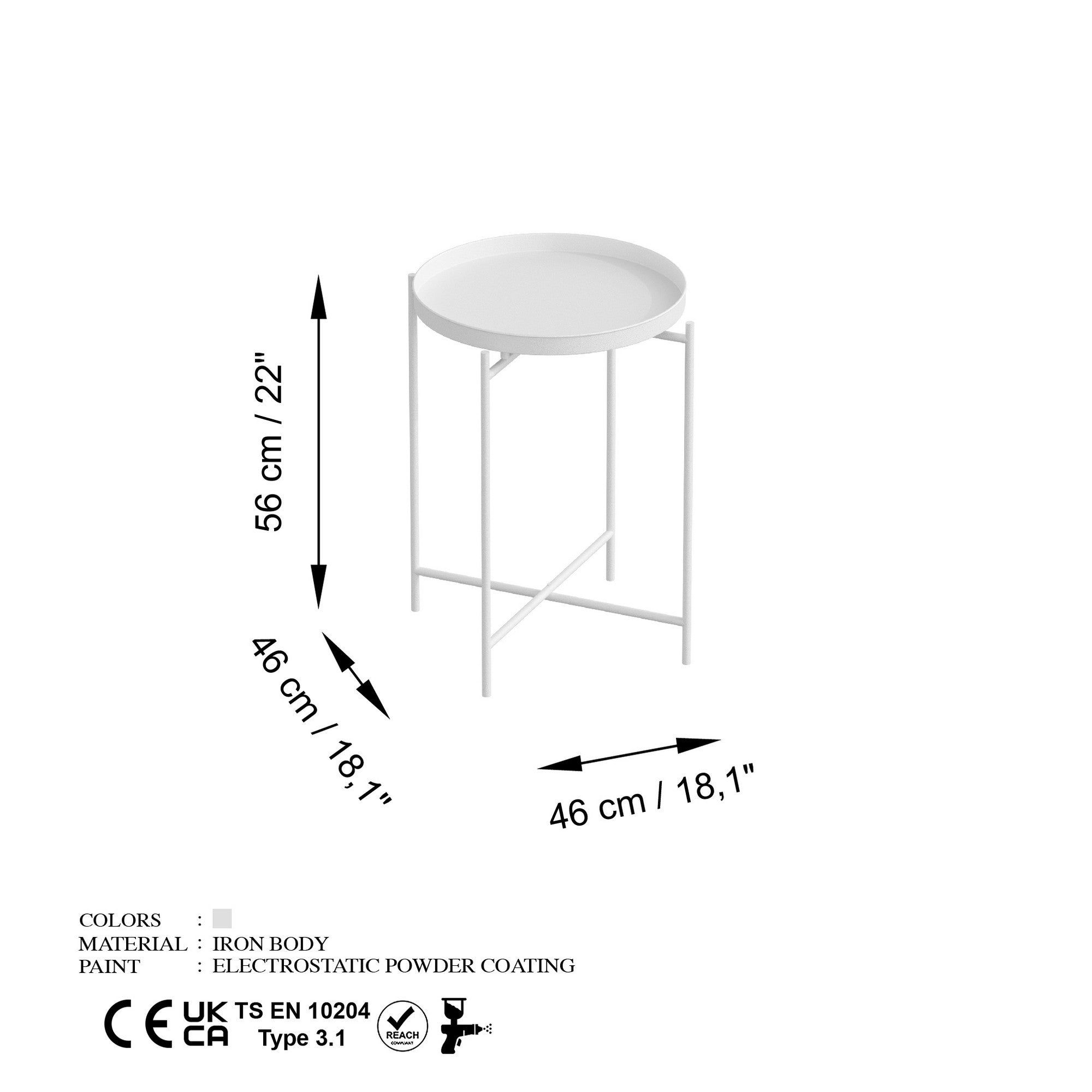 Couchtisch Fenaro – Schlichtes Metalldesign in Weiß oder Grün