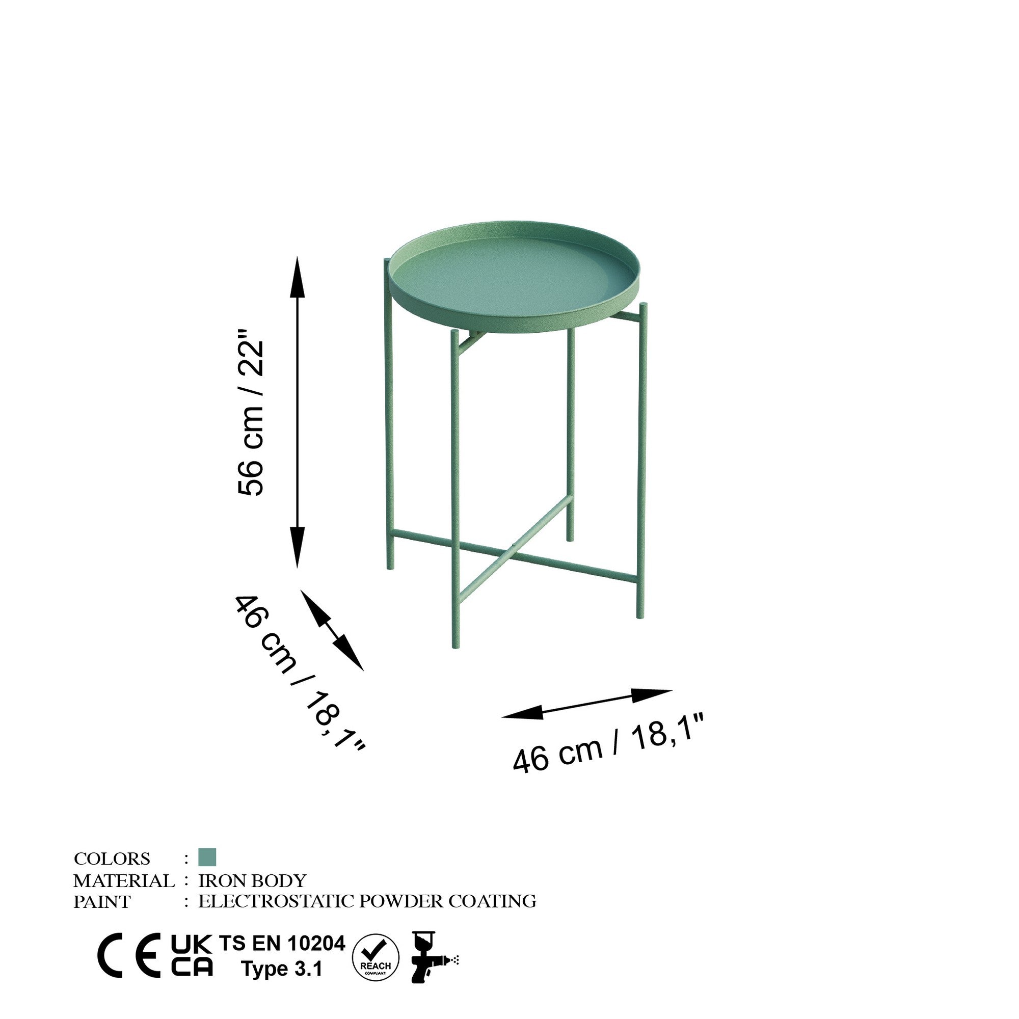 Couchtisch Fenaro – Schlichtes Metalldesign in Weiß oder Grün