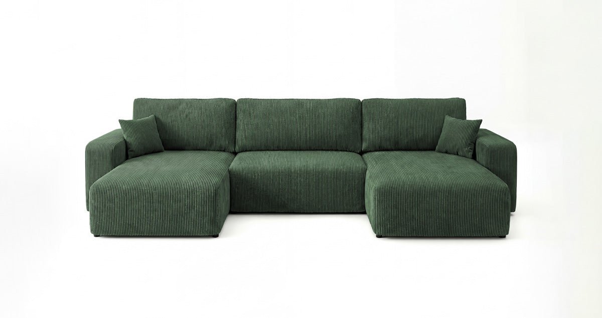Designer Sofa Noma U mit Schlaffunktion und Stauraum in Cord
