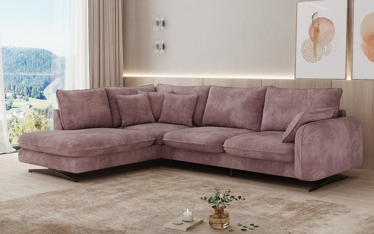 Designer Ecksofa Laguna mit Metallfüße in Cord