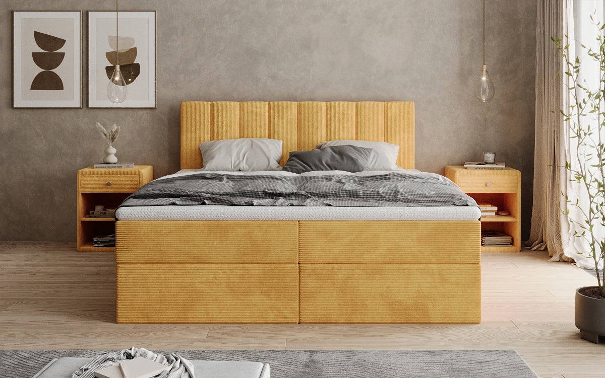 Boxspringbett Sofia in Cord mit Stauraum