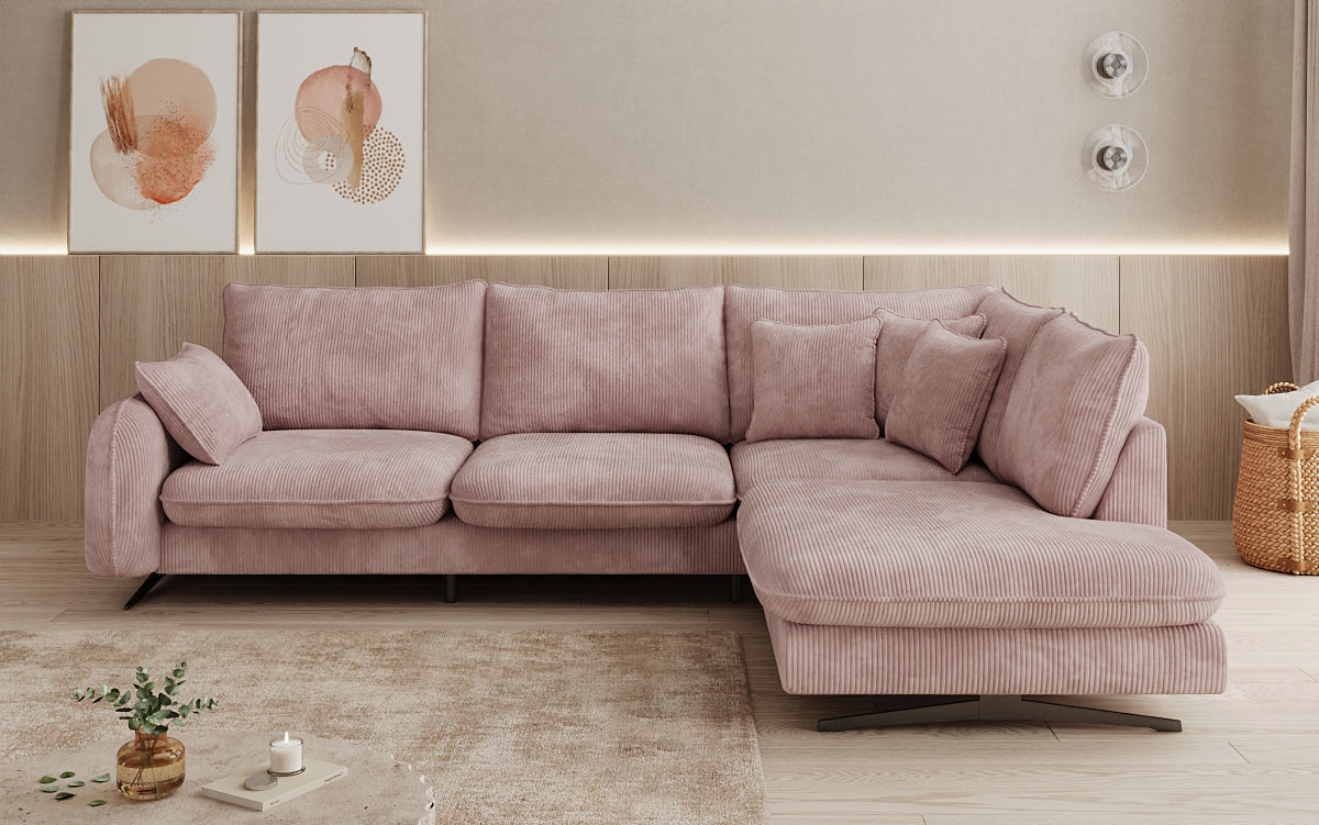 Designer Ecksofa Laguna mit Metallfüße in Cord
