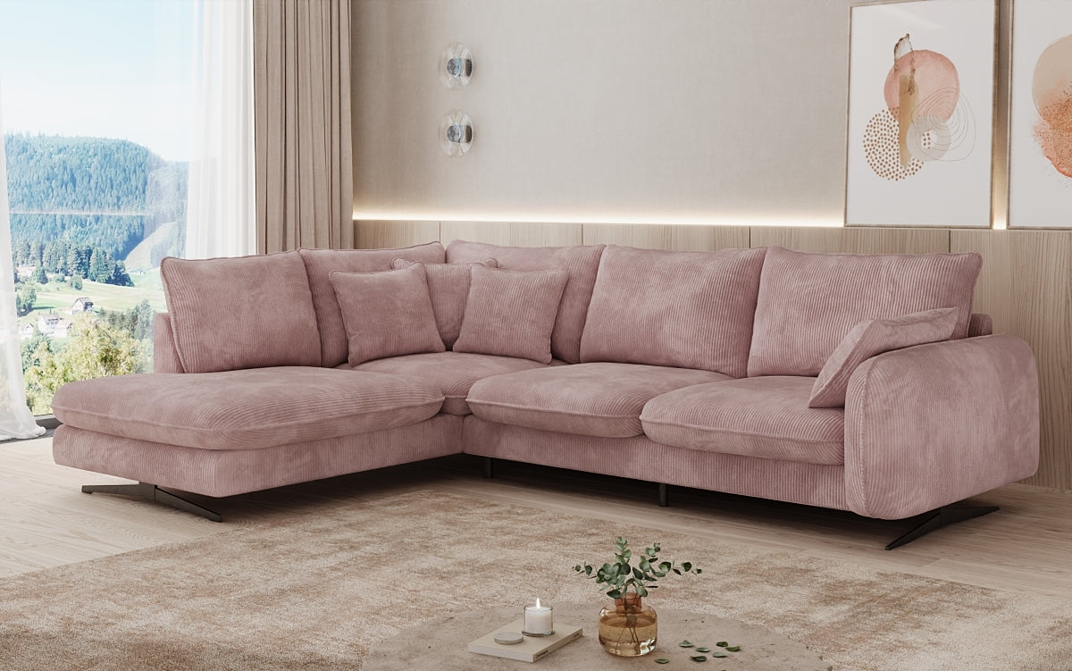 Designer Ecksofa Laguna mit Metallfüße in Cord