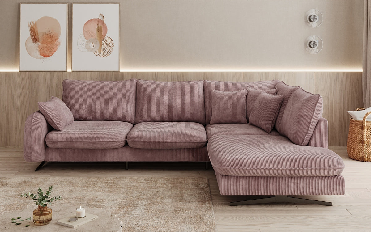 Designer Ecksofa Laguna mit Metallfüße in Cord