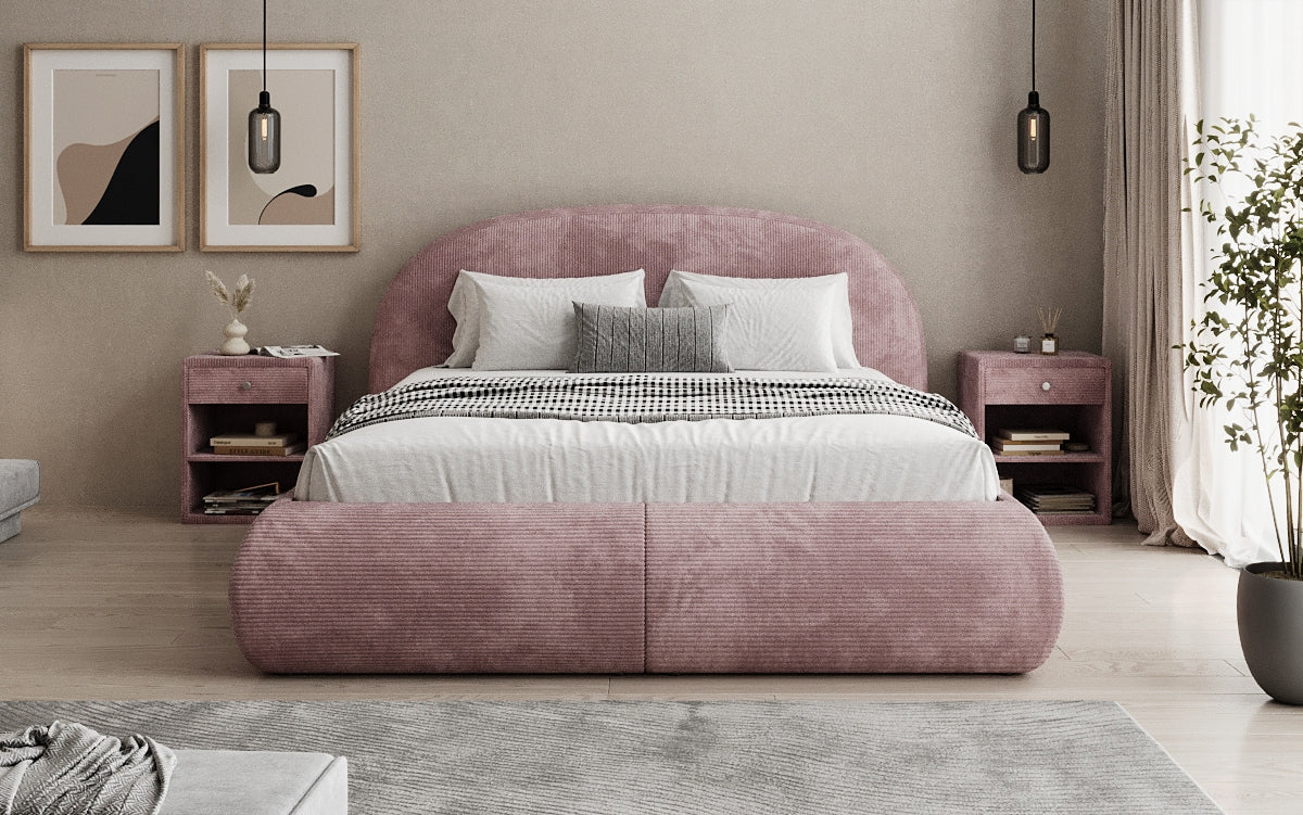 Designer Polsterbett Loop in Cord mit Stauraum
