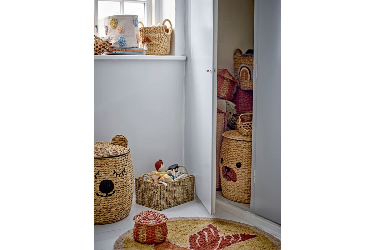 Aufbewahrungskorb Lino – mit Deckel aus Wasserhyazinthe