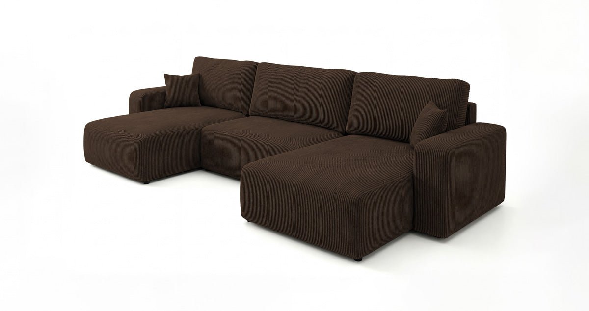 Designer Sofa Noma U mit Schlaffunktion und Stauraum in Cord