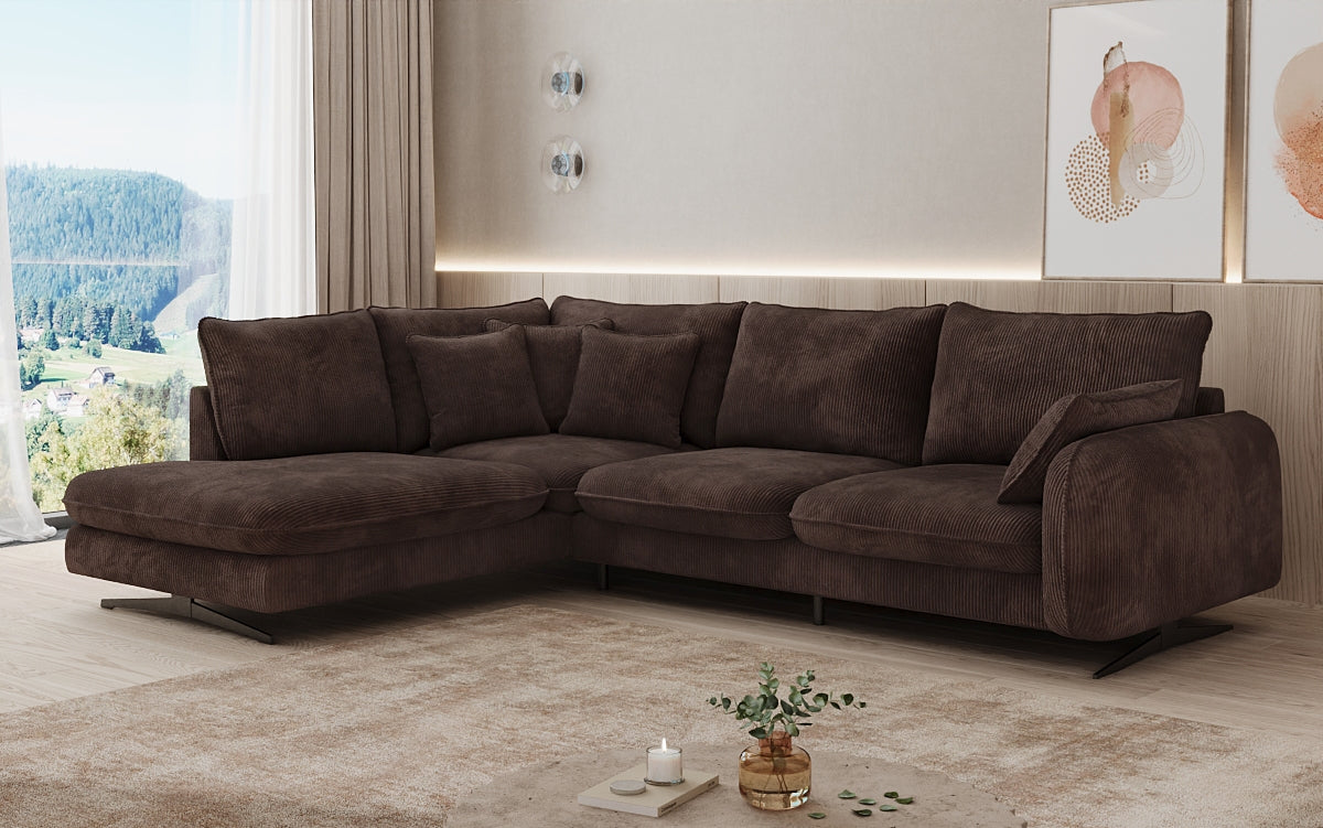 Designer Ecksofa Laguna mit Metallfüße in Cord