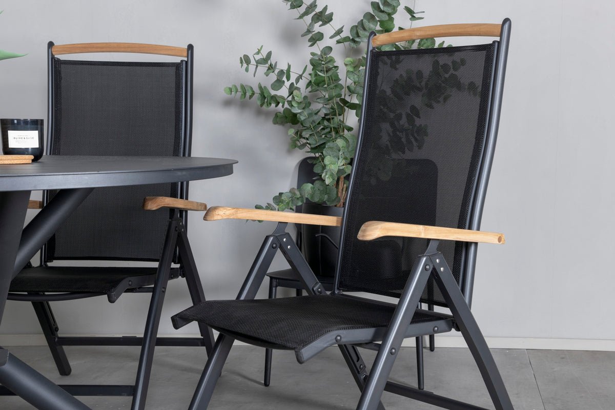 2er Set - Gartenstuhl Clara aus Textilene in Schwarz