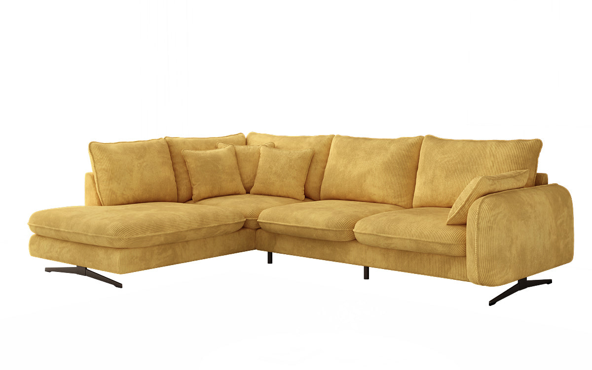Designer Ecksofa Laguna mit Metallfüße in Cord