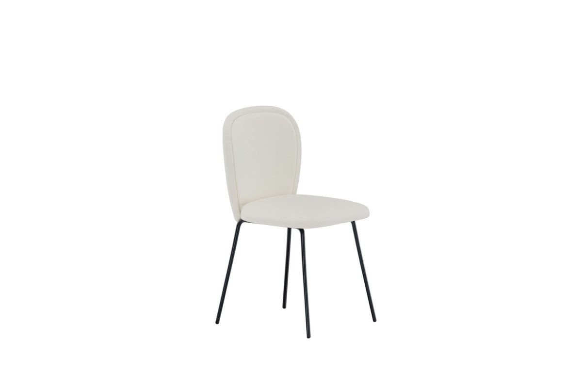 2er Set - Esszimmerstuhl Carli in Hellbeige mit schwarzem Metallgestell