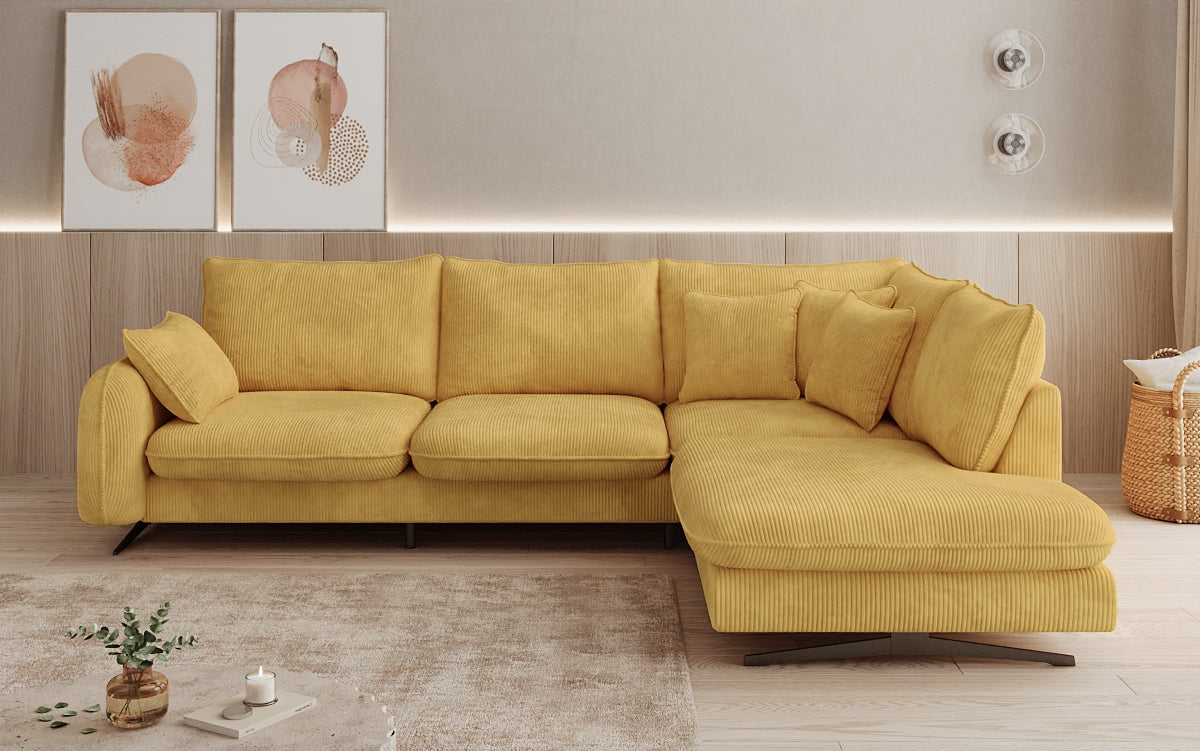 Designer Ecksofa Laguna mit Metallfüße in Cord