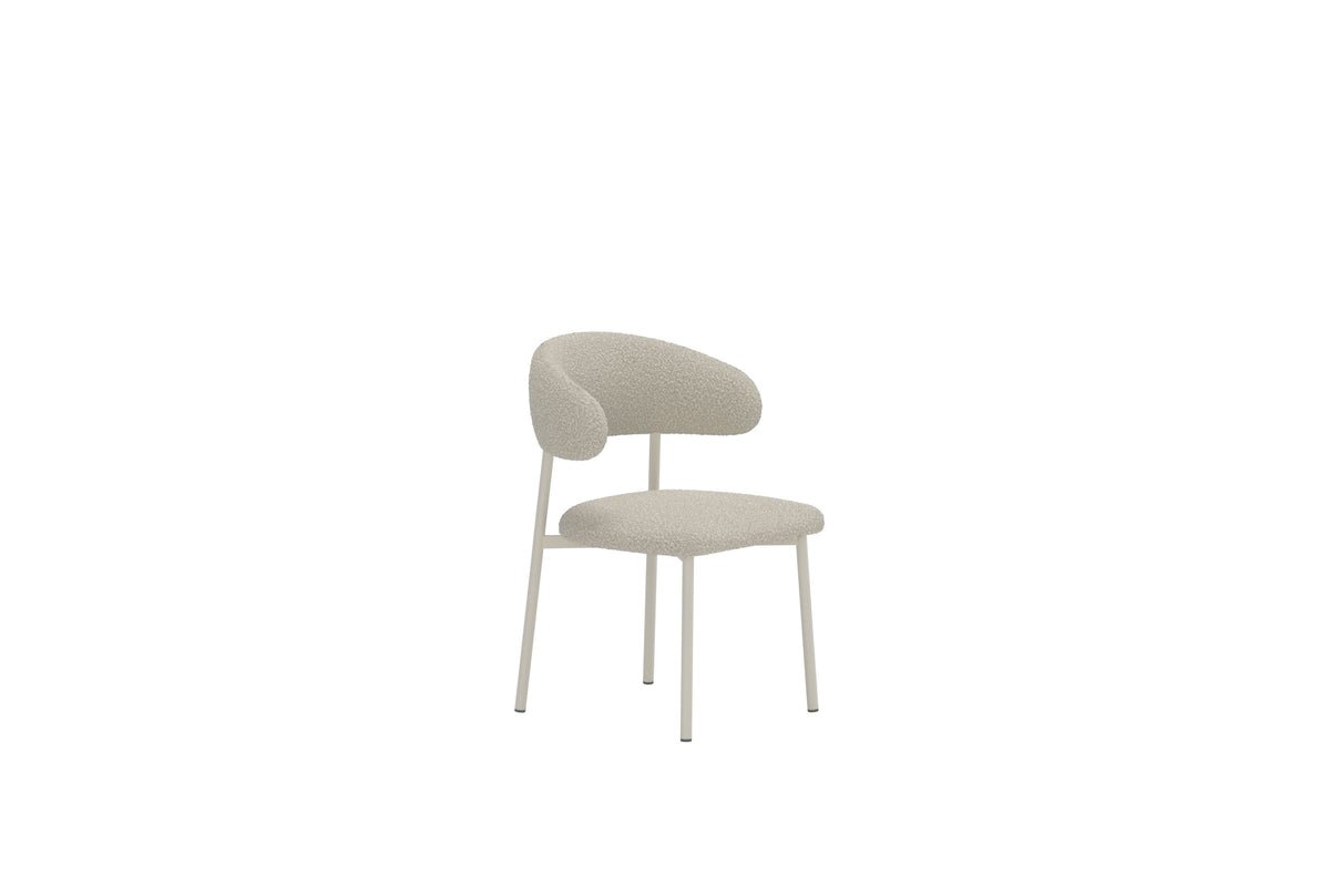2er Set - Esszimmerstuhl Fernand in Beige mit Stahlgestell