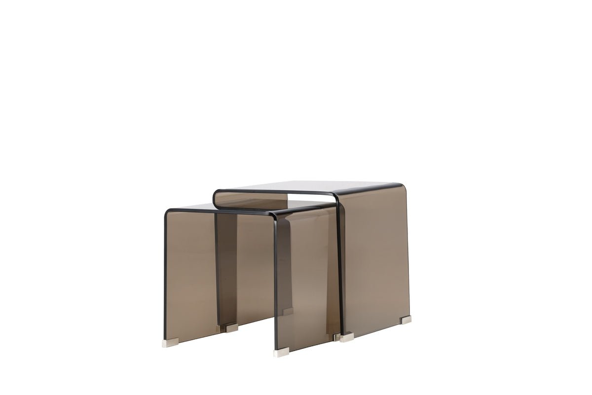 Beistelltisch Isaro - 2 teiliges Set aus Braunglas