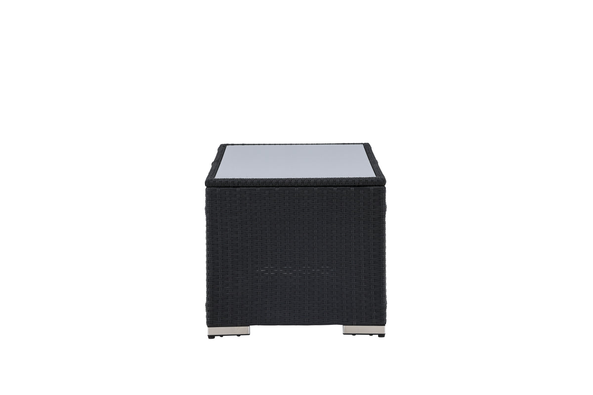 Garten Couchtisch Lena -  Aus Rattan und Glas in Schwarz