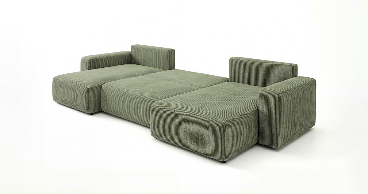 Designer Sofa Noma U mit Schlaffunktion und Stauraum in Cord