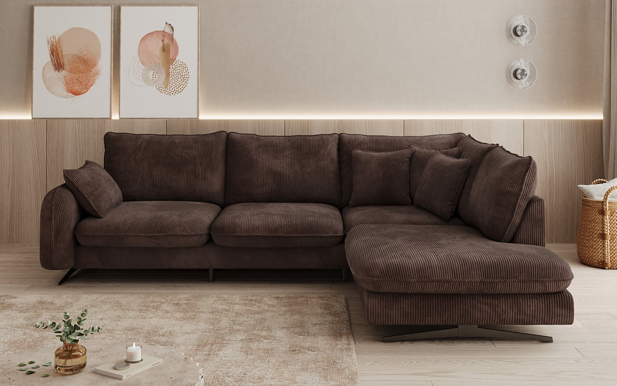 Designer Ecksofa Laguna mit Metallfüße in Cord