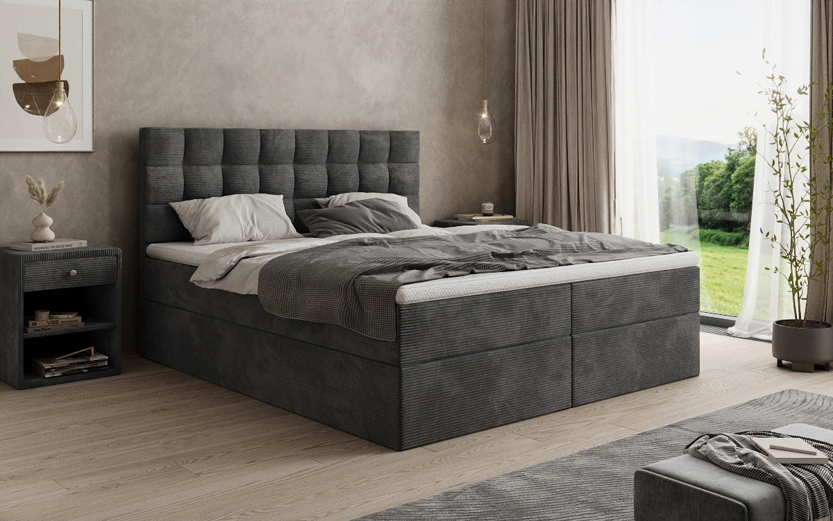 Boxspringbett Como in Cord mit Stauraum