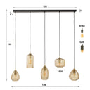 Pendelleuchte Lumira – Handgefertigte Glasschirme in Smoke-Braun (5-flammig)