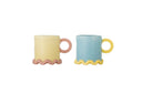 Becher-Set Marina – Handbemalte Farbakzente mit gewelltem Fuß (2er-Set)