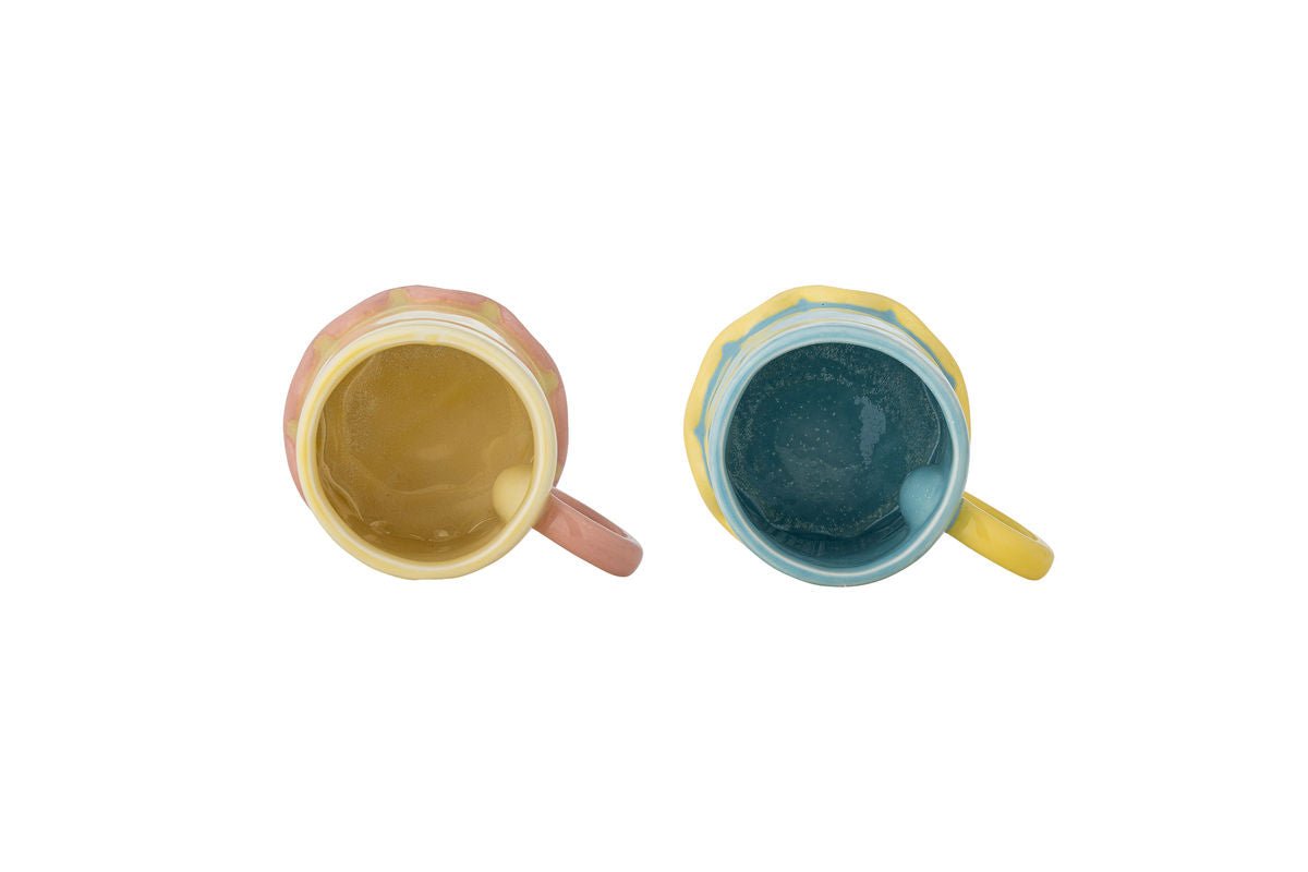 Becher-Set Marina – Handbemalte Farbakzente mit gewelltem Fuß (2er-Set)