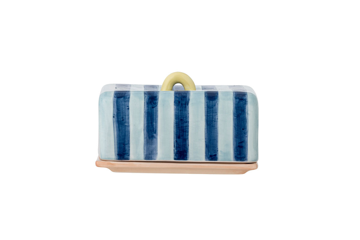 Butterdose Eleni – Handbemaltes Streifendesign mit glänzender Glasur