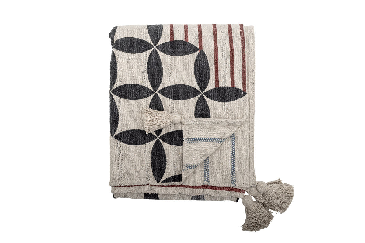 Überwurfdecke Asri - Natur, aus recycelter Baumwolle