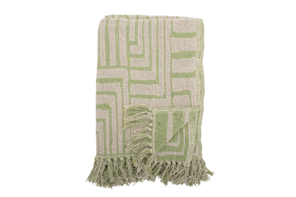 Überwurfdecke Kalu - Grün, aus recycelter Baumwolle