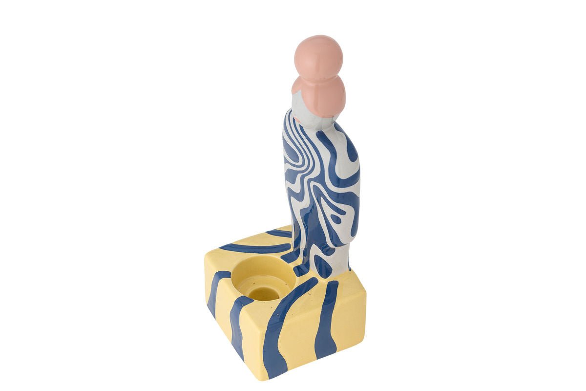 Teelichthalter Suri – Handbemalte Figur mit Wirbelmuster