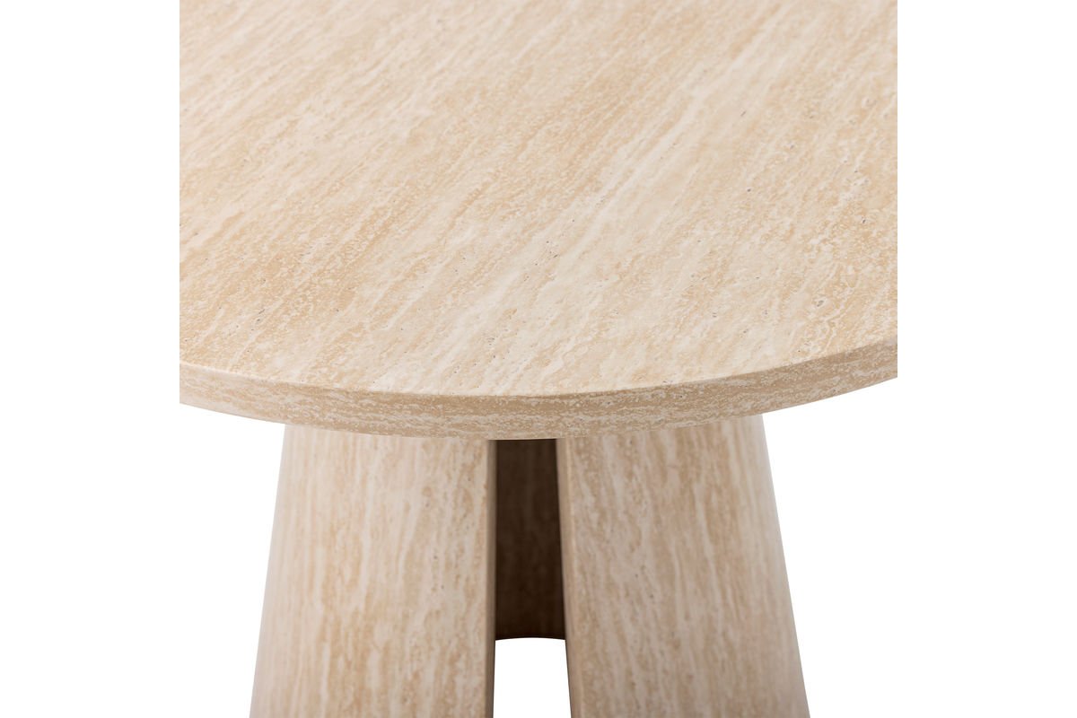 Esstisch Travio – Rundes Design im Travertin-Look