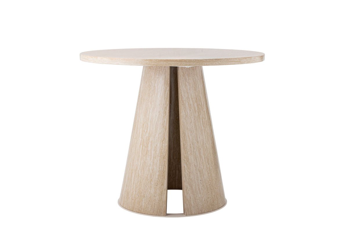 Esstisch Travio – Rundes Design im Travertin-Look