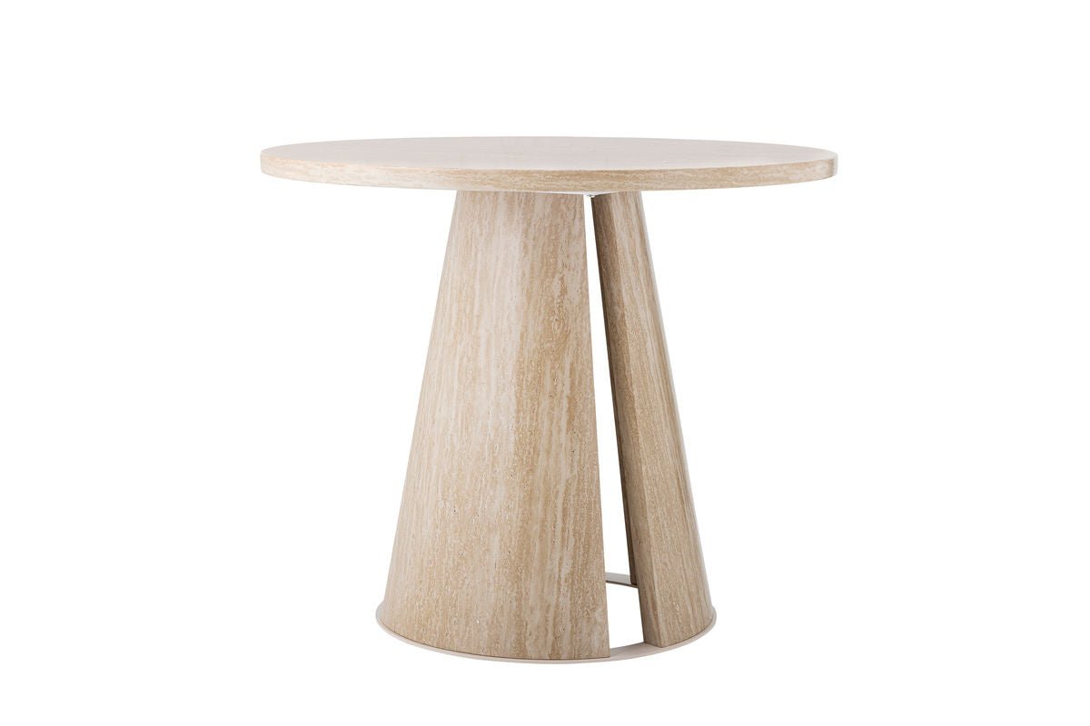 Esstisch Travio – Rundes Design im Travertin-Look
