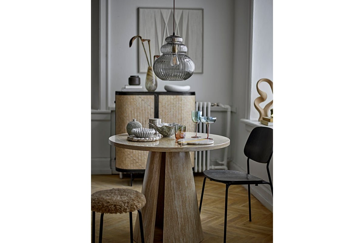 Esstisch Travio – Rundes Design im Travertin-Look