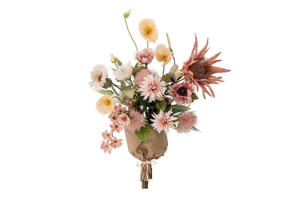 Künstlicher Blumenstrauß Himeko – Üppige Blüten in zarten Rosétönen